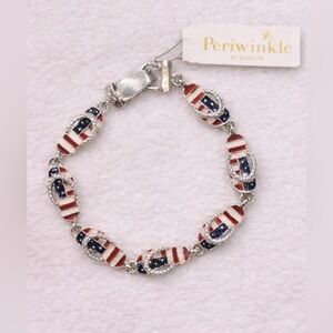 Silver Tone Red White Blue Bracelet | Patriotic Americana Jewelry